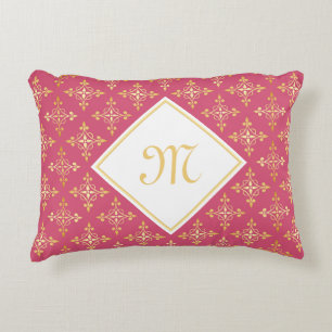 Luxus Monogram Pink und Gold Quatre Bloral Dekokissen
