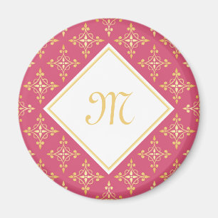 Luxus Monogram Pink und Gold Quatre Bloral Magnet