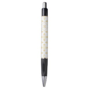 Luxus Monogram White and Gold Quatre Floral Kugelschreiber