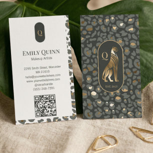 Luxus Monogramm Leopard Cheetah Druck Schönheit QR Visitenkarte