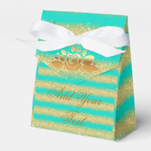 Luxus monogrammierte beliebte Türkis-Gold-Glitter Geschenkschachtel