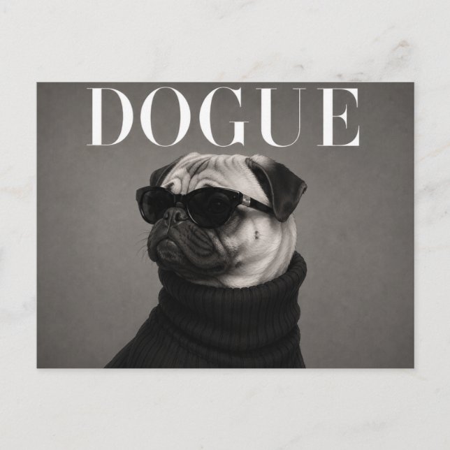 Luxus-Mops-Hundeporträt Postkarte (Vorderseite)