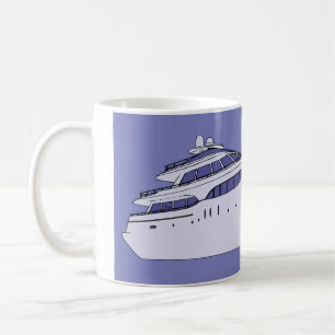 Luxus-Motorjacht Moderne weiße Superyacht Kaffeetasse