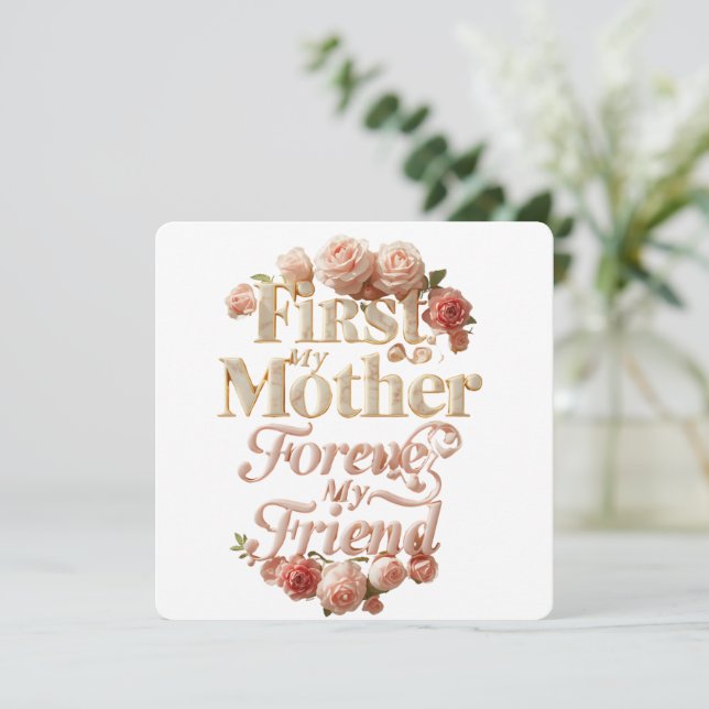 Luxus-Mutter-Tochter-Zitat-Design | Soft Gold Fl Karte (Stehend Vorderseite)