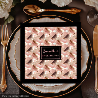 Luxus Napkins Personalisierte Rose Gold und Schwar Serviette