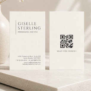 Luxus-Natur-Elfenbein-Leinen-QR-Code Visitenkarte