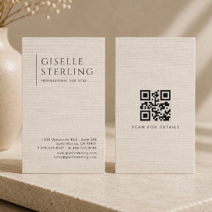 Luxus-Naturleinen QR-Code Visitenkarte