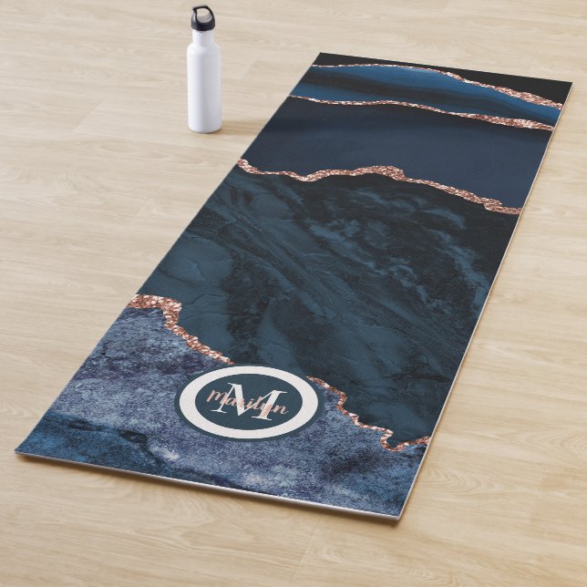 Luxus Navy Blue Gold Agate Imitate Glitzer Yoga Ma Yogamatte (Beispiel)