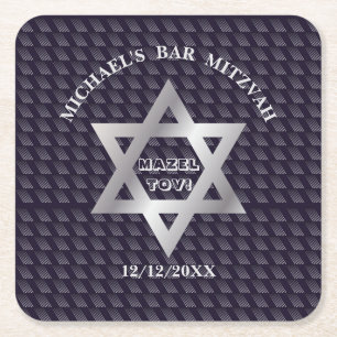 Luxus Navy Blue Magen David Sterne Modernes Design Rechteckiger Pappuntersetzer