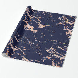 Luxus Navy Blue Rose Gold Foil Marmor Geschenkpapier