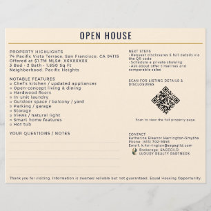 Luxus Navy/Cream Open House Beidseitige Anmeldeunt Flyer