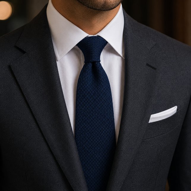 Luxus-Navy-Diamant-Jacquard Krawatte (Von Creator hochgeladen)