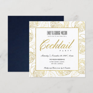 LUXUS NAVY FALSCHES GOLD ROSEN BLUMEN COCKTAIL PAR EINLADUNG