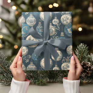 Luxus-Navy- und Gold-Toile-Ornament Geschenkpapier