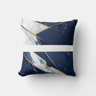 Luxus-Navyblau und Goldmarmor-Geometrisches Muster Kissen