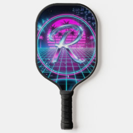 Luxus Neon-Chrom Anfangsbuchstabe Retro Pickleball Schläger