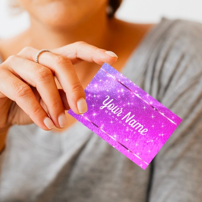 Luxus Neon Pink Glitzer Sand Sparkling Stars Chic Visitenkarte (Von Creator hochgeladen)