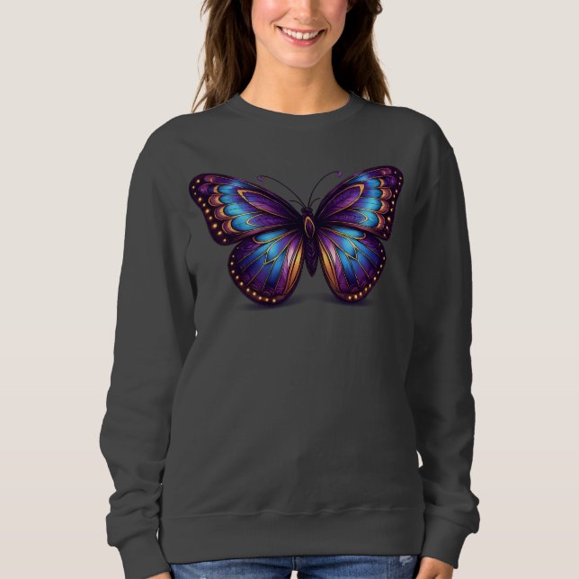 Luxus Neon Schmetterling Damen Sweatshirt (Vorderseite)