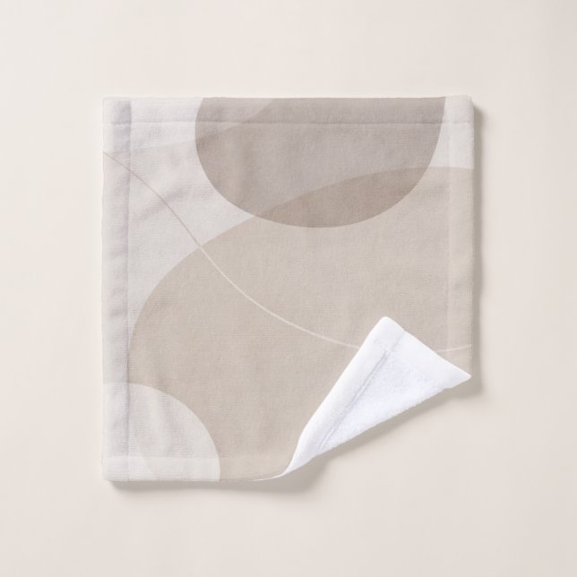 Luxus-Neutral-Beige-Abstract Badhandtuch Set (Waschlappen)