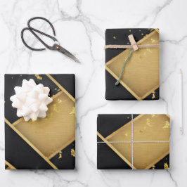 Luxus Noir Matt Schwarz Premium Geschenkpapier Set