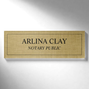 Luxus-Notar Namensschild Gold Linen Namenschild