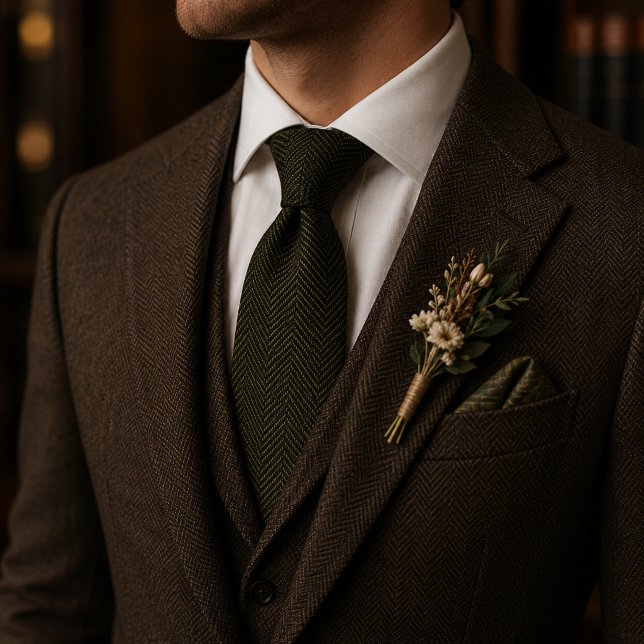 Luxus-Olivgrüne Herringbone-Krawatte Krawatte (Von Creator hochgeladen)