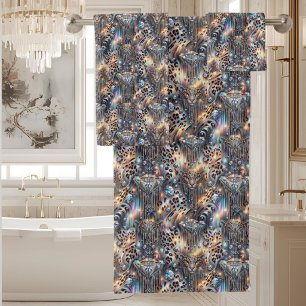 Luxus-Opal-Diamant Schneeleopard-Press-Tuch-Set Badhandtuch Set