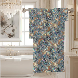 Luxus-Opal-Diamant   Schneeleoparden-Druck Handtuc Badhandtuch Set