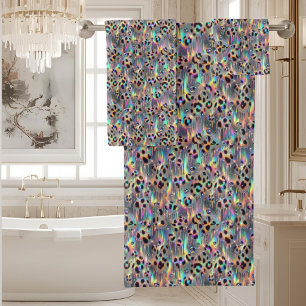 Luxus-Opal-Diamant   Schneeleoparden-Druck Handtuc Badhandtuch Set