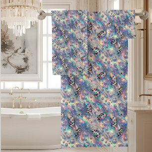 Luxus-Opal-Diamant Schneeleoparden-Druck Handtuc Badhandtuch Set