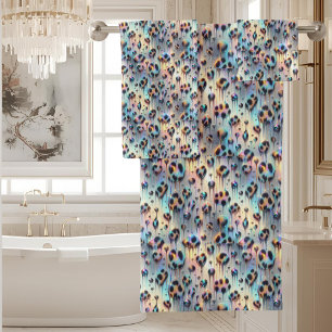 Luxus-Opal-Diamant   Schneeleoparden-Druck Handtuc Badhandtuch Set