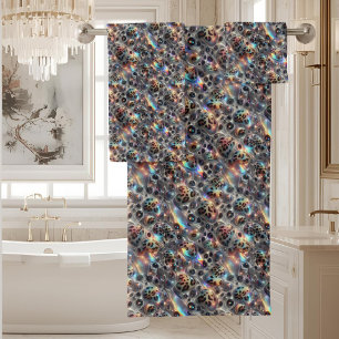 Luxus-Opal-Diamant   Schneeleoparden-Druck Handtuc Badhandtuch Set