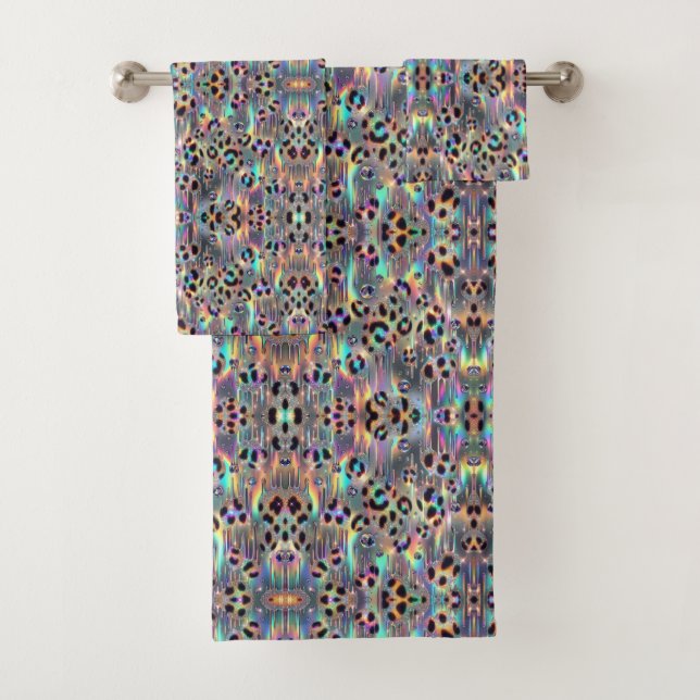 Luxus-Opal-Leoparden-Druck-Muster Badhandtuch Set (Insitu)