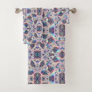 Luxus-Opal-Leoparden-Druck-Muster Badhandtuch Set