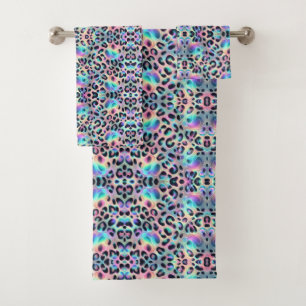 Luxus-Opal-Leoparden-Druckmuster Badhandtuch Set