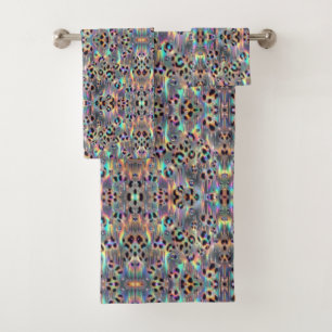 Luxus-Opal-Leoparden-Druckmuster Badhandtuch Set