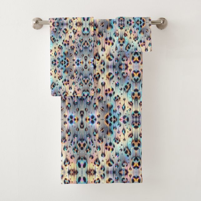 Luxus-Opal-Leoparden-Druckmuster Badhandtuch Set (Insitu)