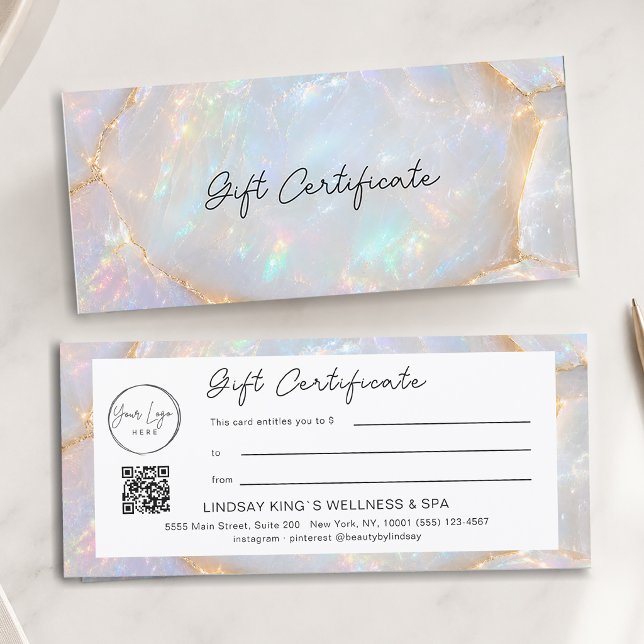 Luxus-Opal-QR-Code-Logo-Geschenkgutschein (Luxury Opal QR Code Logo Gift Certificate)