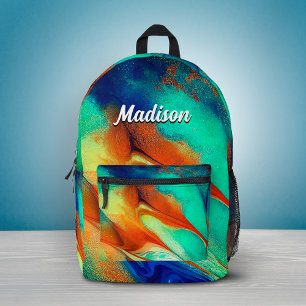 Luxus orange aqua falsches Gold Glitter Marmor Kun Bedruckter Rucksack