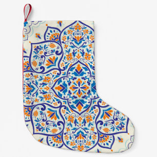 Luxus Orange Blue Ornament Muster Kleiner Weihnachtsstrumpf