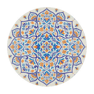 Luxus Orange Blue Ornament Muster Schneidebrett