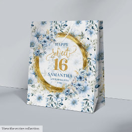 Luxus Pastel Blue Sweet 16 Gold Glitzer Party Beut Mittlere Geschenktüte