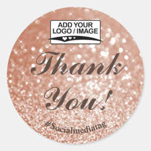 Luxus Peach Rose Gold Glitzer Stars Vielen Dank Runder Aufkleber