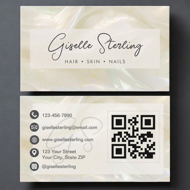 Luxus-Perlen-Opal-QR-Code Professional Visitenkarte (Von Creator hochgeladen)