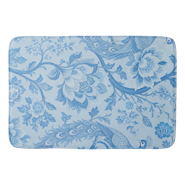 Luxus Persisch Blass Pfau Blau Muster  Badematte (Vorderseite)