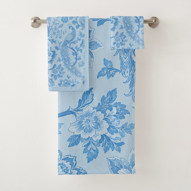 Luxus Persisch Blass Pfau Blau Muster  Badhandtuch Set (Insitu)