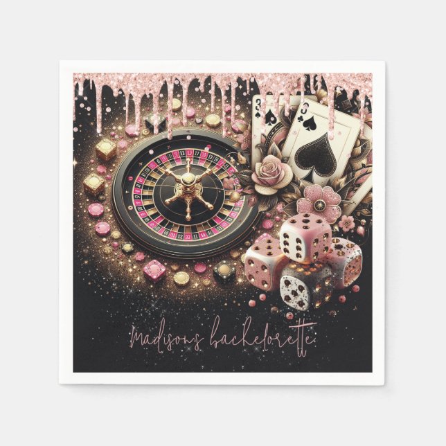 Luxus Personalisiert Casino Bachelorette Serviette (Vorderseite)