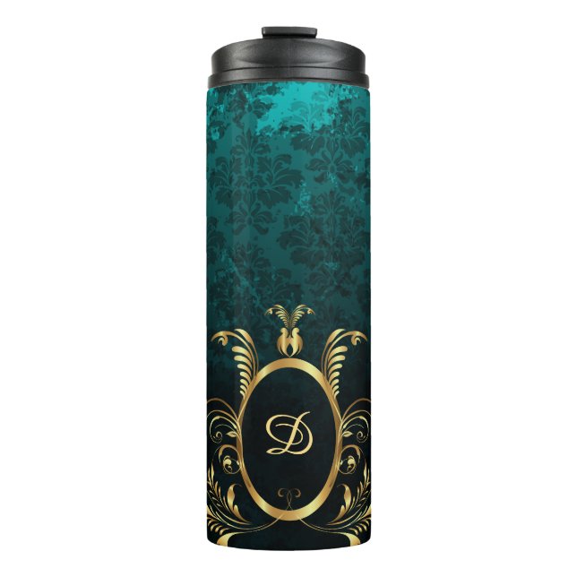 Luxus Personalisiert Damask Goldrahmen Thermosbecher (Vorderseite)