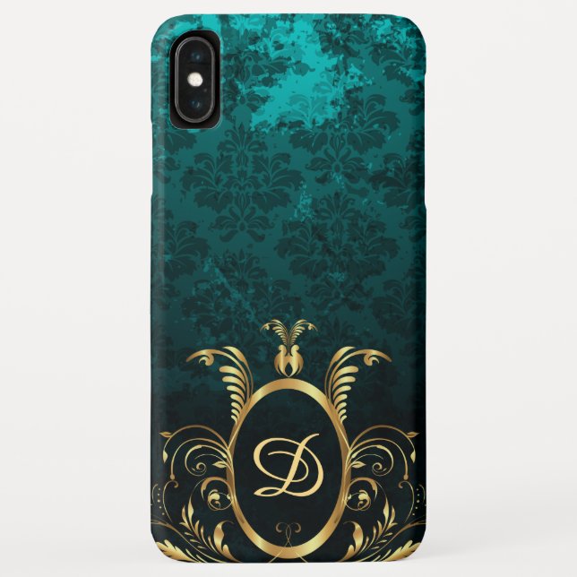 Luxus Personalisiert Damask Türkis Case-Mate iPhone Hülle (Rückseite)