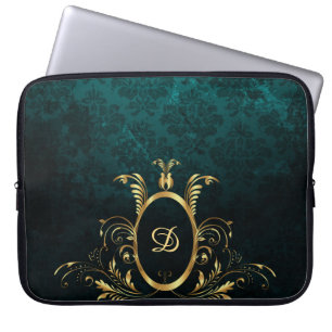 Luxus Personalisiert Damask Türkis Laptopschutzhülle